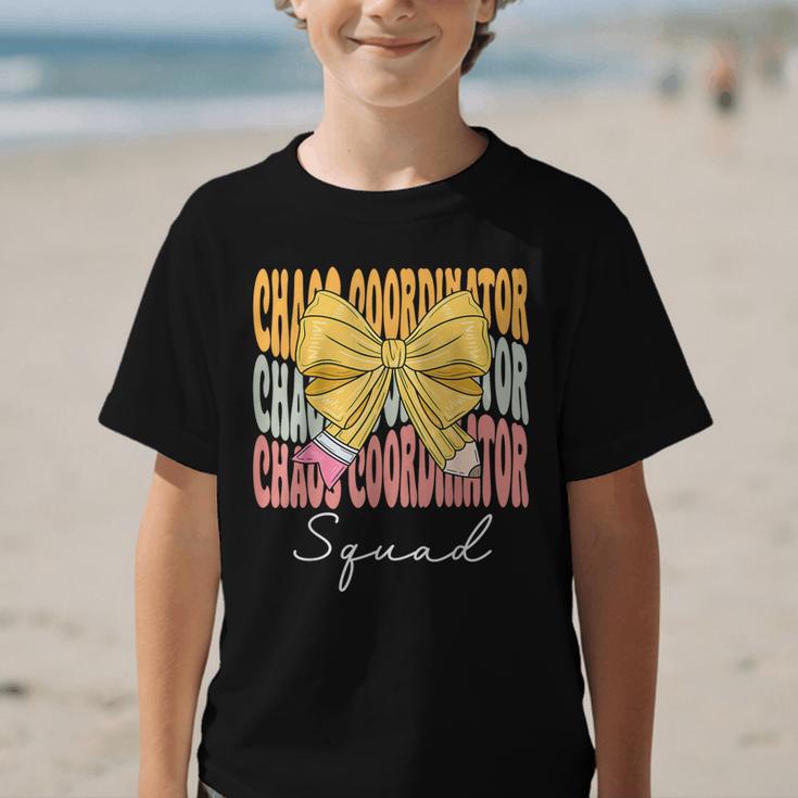Chaos Coordinator Squad Groovy Coquette Bow Back To School Graphic Kid T-Shirt Chaos Coordinator Squad Groovy Coquette Bow Back To School Graphic Kid T-Shirt
