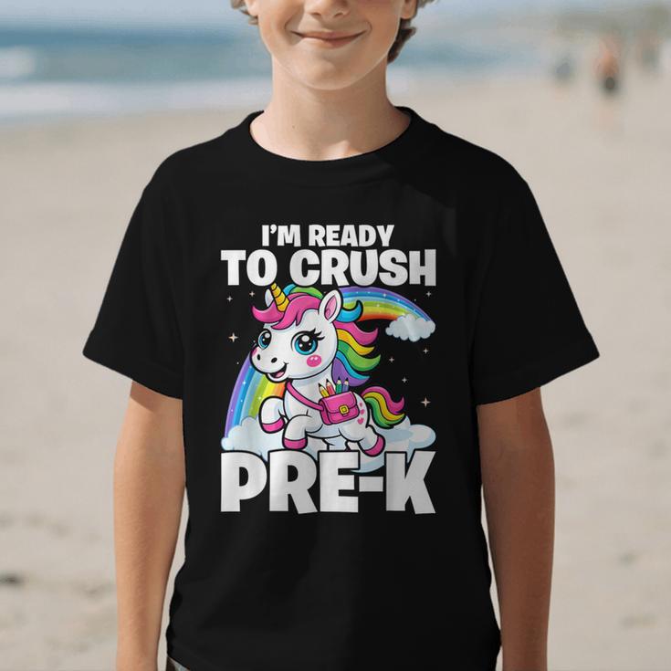 Crush Pre-K Girls Back To School Unicorn First Day Preschool Graphic Kid T-Shirt Crush Pre-K Girls Back To School Unicorn First Day Preschool Graphic Kid T-Shirt