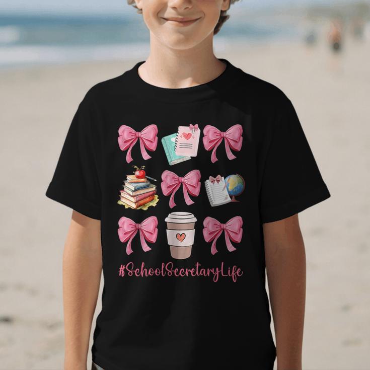 Cute Coquette Bows School Secretary Life Back To School Graphic Kid T-Shirt