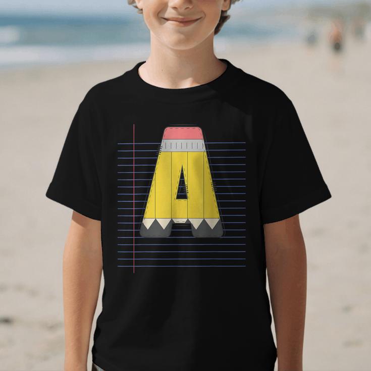 Cute Yellow School Pencil Alphabet Letter A Back To School Graphic Kid T-Shirt Cute Yellow School Pencil Alphabet Letter A Back To School Graphic Kid T-Shirt