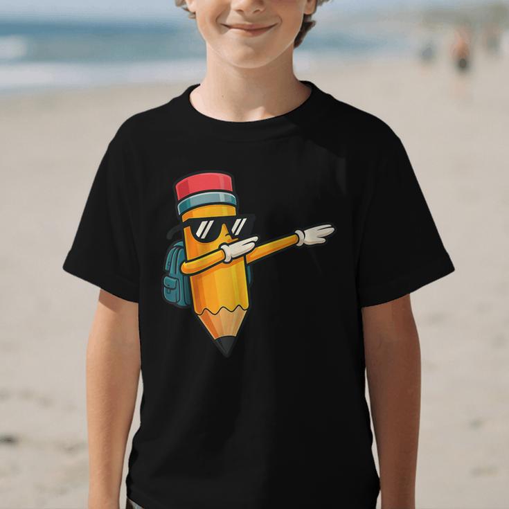 Dabbing Pencil Dancing Back To School First Day Student Boys Graphic Kid T-Shirt