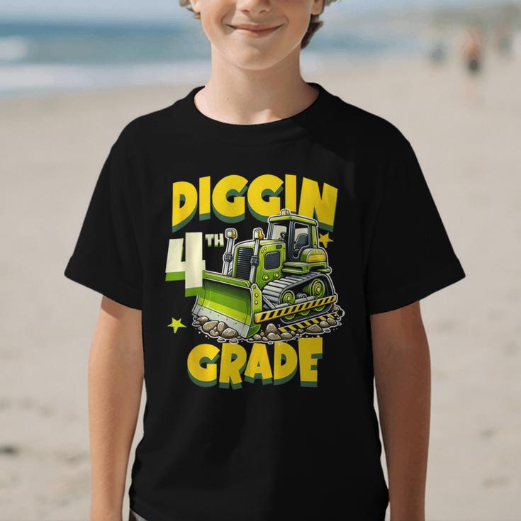 Diggin 4th Grade Bulldozer Back To School Graphic Kid T-Shirt Diggin 4th Grade Bulldozer Back To School Graphic Kid T-Shirt