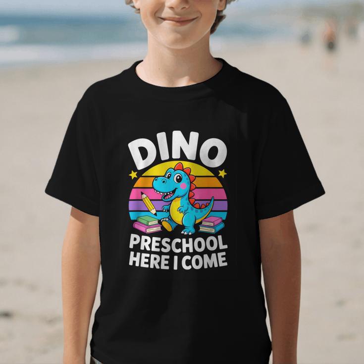 Dino Preschool Here I Come Cute Back To School Graphic Kid T-Shirt