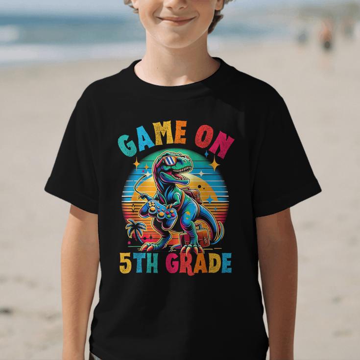 Dinosaur Video Games Back To School 5th Grade Boys Gamer Graphic Kid T-Shirt Dinosaur Video Games Back To School 5th Grade Boys Gamer Graphic Kid T-Shirt
