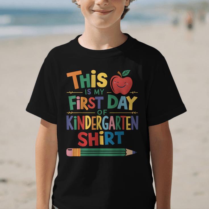 This Is My First Day Of Kindergarten Shirt Back To School Graphic Kid T-Shirt