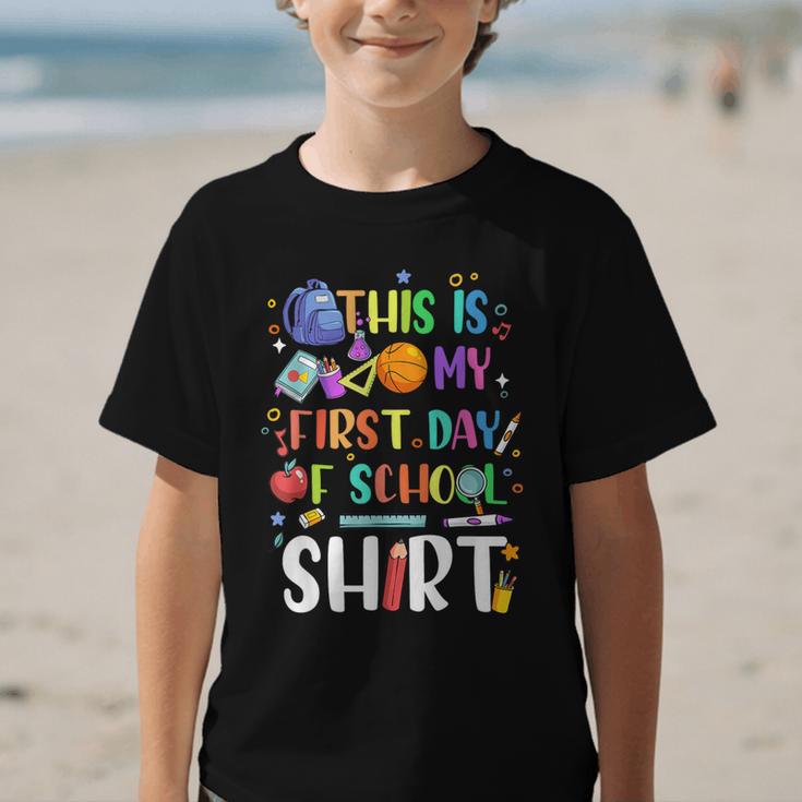 This Is My First Day Of School Boys Girls Kid Back To School Graphic Kid T-Shirt This Is My First Day Of School Boys Girls Kid Back To School Graphic Kid T-Shirt