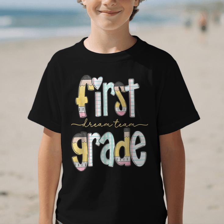 First Grade Dream Team Pencil Back To School Boys Girls Graphic Kid T-Shirt