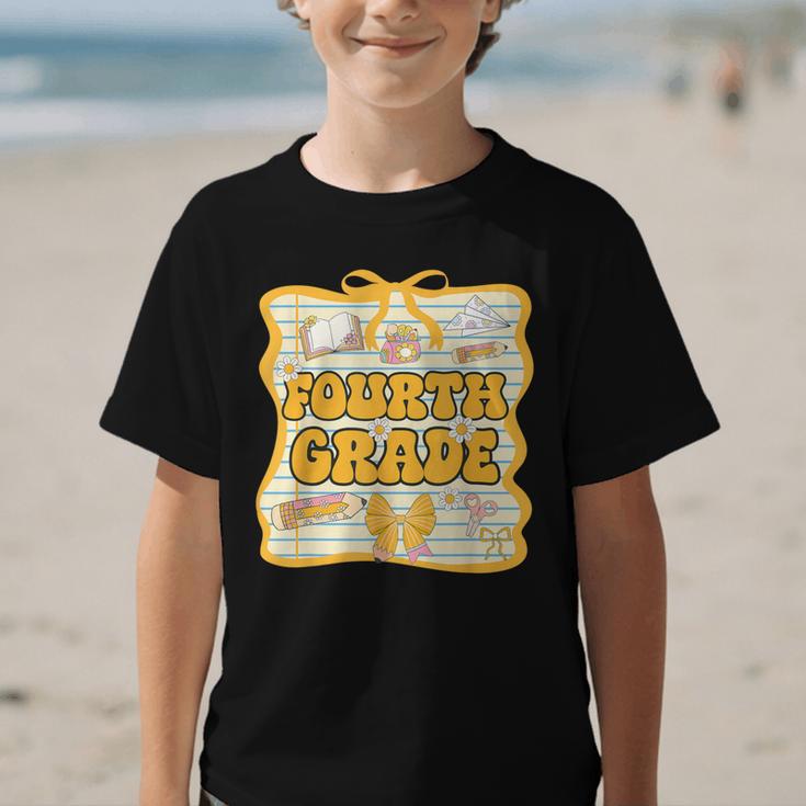 Fourth Grade Back To School Kids Girls Bow 4th Grade Groovy Graphic Kid T-Shirt Fourth Grade Back To School Kids Girls Bow 4th Grade Groovy Graphic Kid T-Shirt