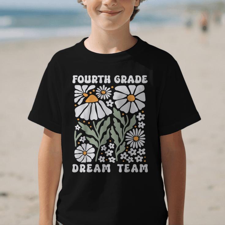 Fourth Grade Dream Team Back To School Boho Flower 4th Grade Graphic Kid T-Shirt