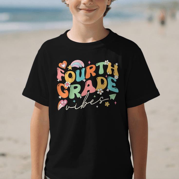 Fourth Grade Vibes 4th Grade Team Groovy Back To School Graphic Kid T-Shirt