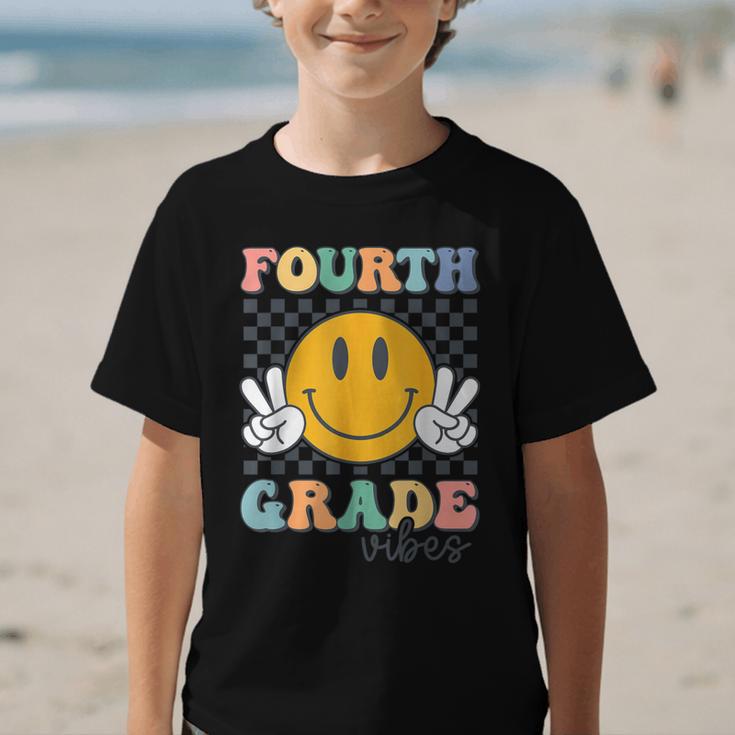 Fourth Grade Vibes Retro Smile Back To School 4th Grade Team Graphic Kid T-Shirt Fourth Grade Vibes Retro Smile Back To School 4th Grade Team Graphic Kid T-Shirt
