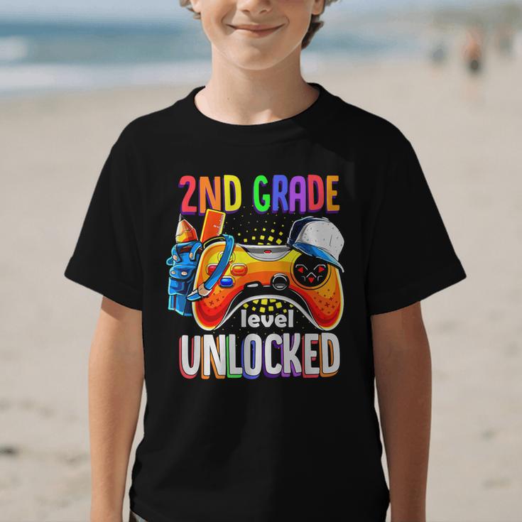 Gamer Back To School Gamepad 2nd Second Grade Level Unlocked Graphic Kid T-Shirt
