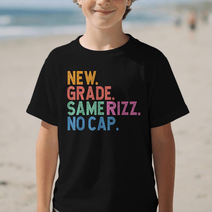 Gen Z Back To School New Grade Same Rizz No Cap Graphic Kid T-Shirt