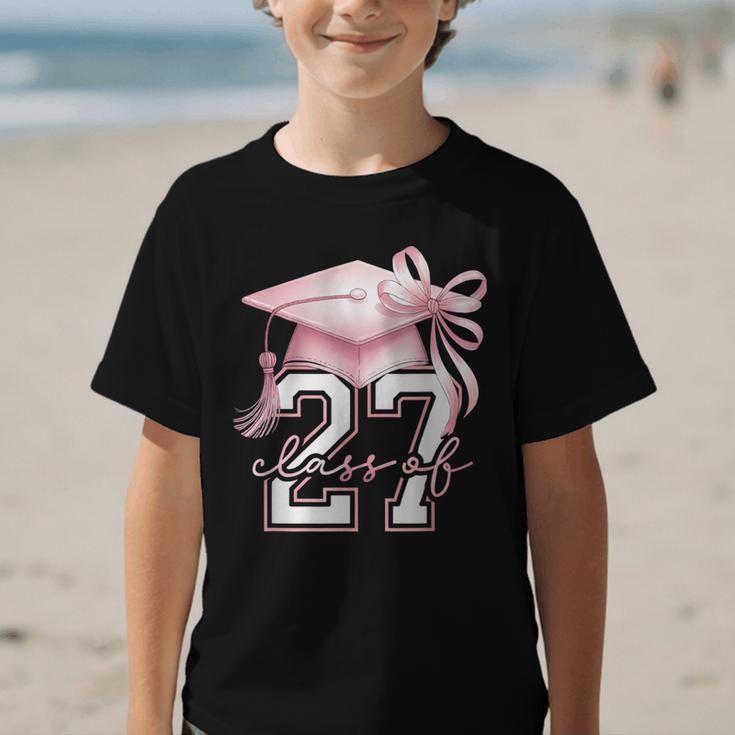 Girls Class Of 2027 Back To School Senior 2027 Coquette Bow Graphic Kid T-Shirt Girls Class Of 2027 Back To School Senior 2027 Coquette Bow Graphic Kid T-Shirt