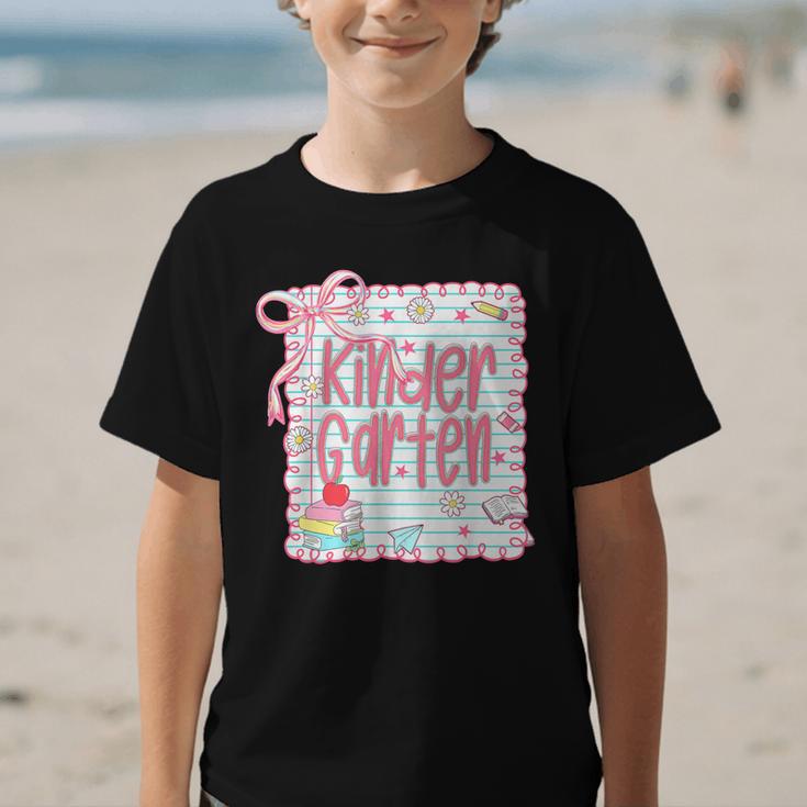 Girls Kindergarten Coquette Bow Pink Preppy Back To School Graphic Kid T-Shirt