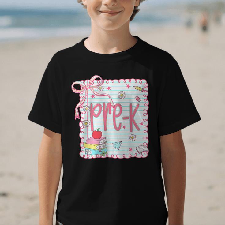 Girls Pre-K Coquette Bow Pink Preppy Back To School Graphic Kid T-Shirt Girls Pre-K Coquette Bow Pink Preppy Back To School Graphic Kid T-Shirt