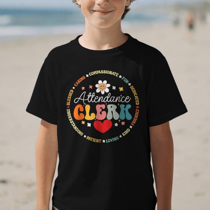 Groovy Attendance Clerk Back To School Appreciation Week Graphic Kid T-Shirt Groovy Attendance Clerk Back To School Appreciation Week Graphic Kid T-Shirt