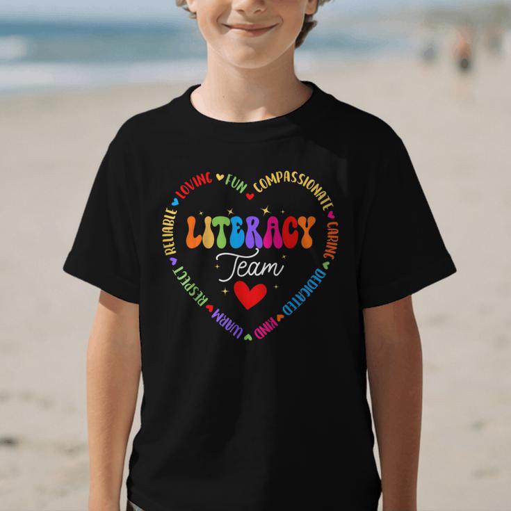 Groovy Literacy Team Reading Appreciation Back To School Graphic Kid T-Shirt