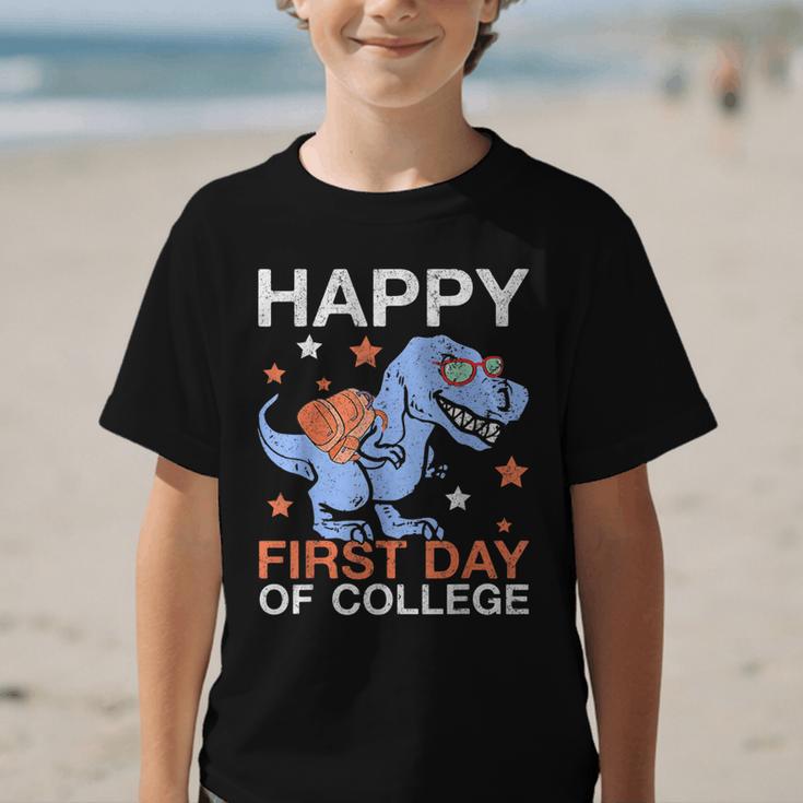 Happy First Day Of CollegeRex Dinosaur Back To School Graphic Kid T-Shirt Happy First Day Of CollegeRex Dinosaur Back To School Graphic Kid T-Shirt