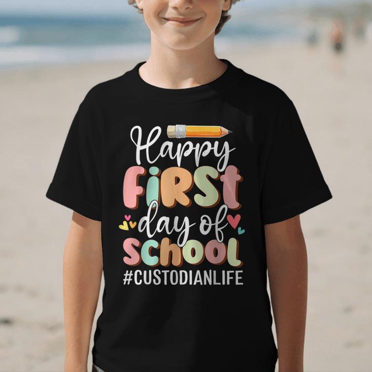 Happy First Day Of School Custodian Life Back To School Graphic Kid T-Shirt Happy First Day Of School Custodian Life Back To School Graphic Kid T-Shirt