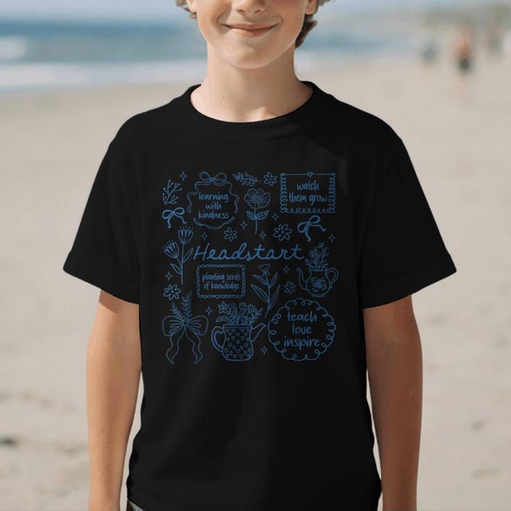 Headstart Love Inspire Teach Blue Bow Back To School Graphic Kid T-Shirt Headstart Love Inspire Teach Blue Bow Back To School Graphic Kid T-Shirt