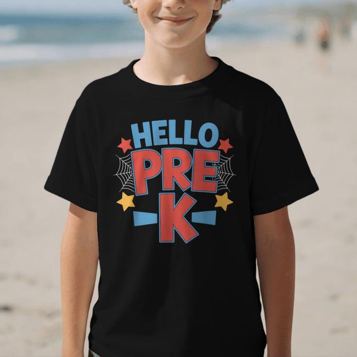 Hello Pre-K Preschool Squad Spider Back To School First Day Graphic Kid T-Shirt Hello Pre-K Preschool Squad Spider Back To School First Day Graphic Kid T-Shirt