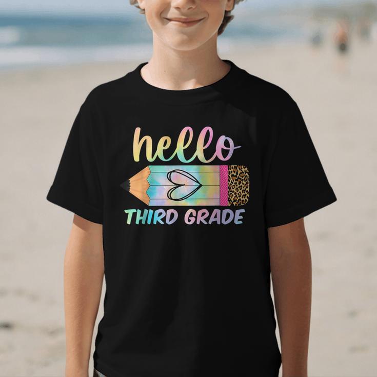 Hello Third Grade Back To School Pencil Tie Dye 3rd Grade Graphic Kid T-Shirt Hello Third Grade Back To School Pencil Tie Dye 3rd Grade Graphic Kid T-Shirt