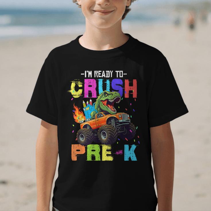 I'm Ready To Crush Pre-k Dinosaur Truck Back To School Boys Graphic Kid T-Shirt I'm Ready To Crush Pre-k Dinosaur Truck Back To School Boys Graphic Kid T-Shirt