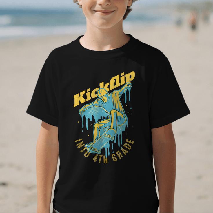 Kickflip Into 4th Grade Skateboard Lover Back To School Graphic Kid T-Shirt Kickflip Into 4th Grade Skateboard Lover Back To School Graphic Kid T-Shirt