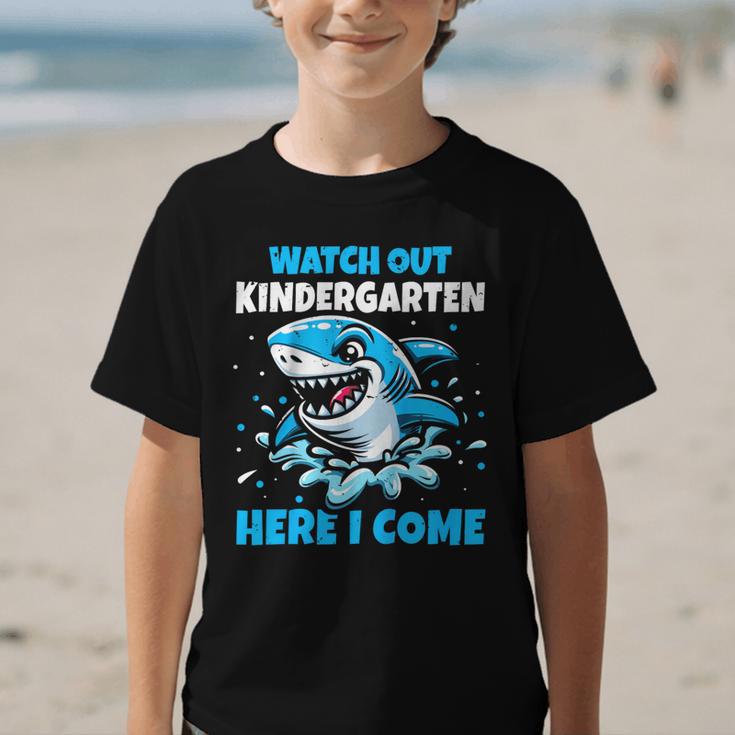 Kids Back To School Watch Out Kindergarten Here I Come Shark Boys Graphic Kid T-Shirt