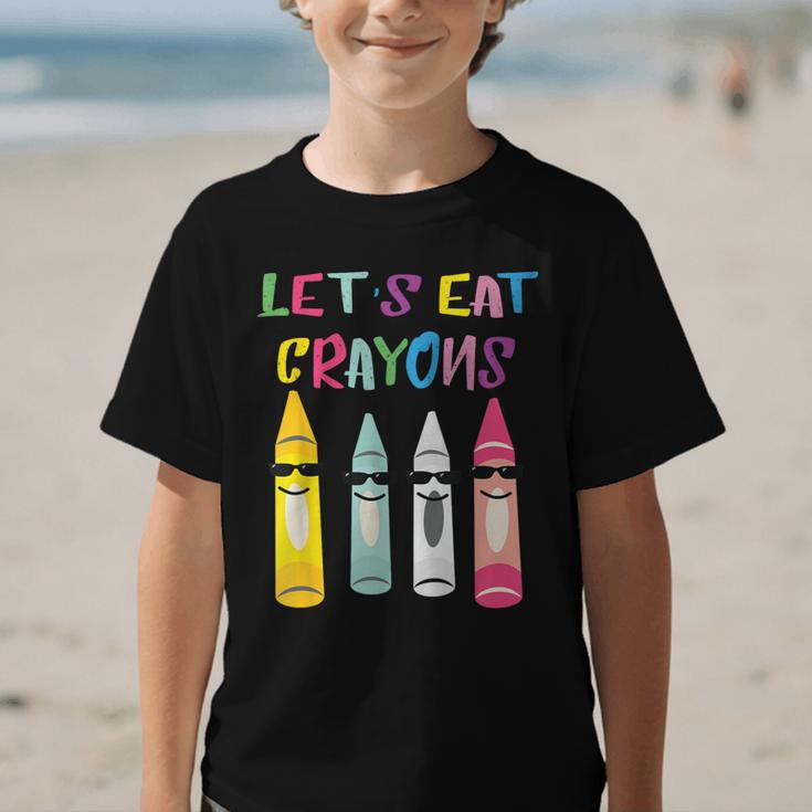 Kindergarten Back To School Crayons Let's Eat Crayon Graphic Kid T-Shirt Kindergarten Back To School Crayons Let's Eat Crayon Graphic Kid T-Shirt