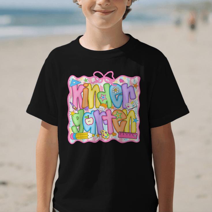 Kindergarten Coquette Bow Back To School Kinder Girl Kids Graphic Kid T-Shirt Kindergarten Coquette Bow Back To School Kinder Girl Kids Graphic Kid T-Shirt