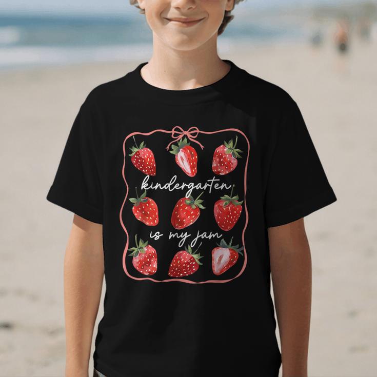 Kindergarten Is My Jam Strawberry Back To School Girls Boys Graphic Kid T-Shirt