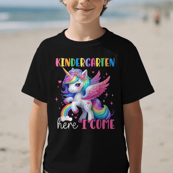 Kindergarten Here I Come Unicorn Girls Kids Back To School Graphic Kid T-Shirt Kindergarten Here I Come Unicorn Girls Kids Back To School Graphic Kid T-Shirt