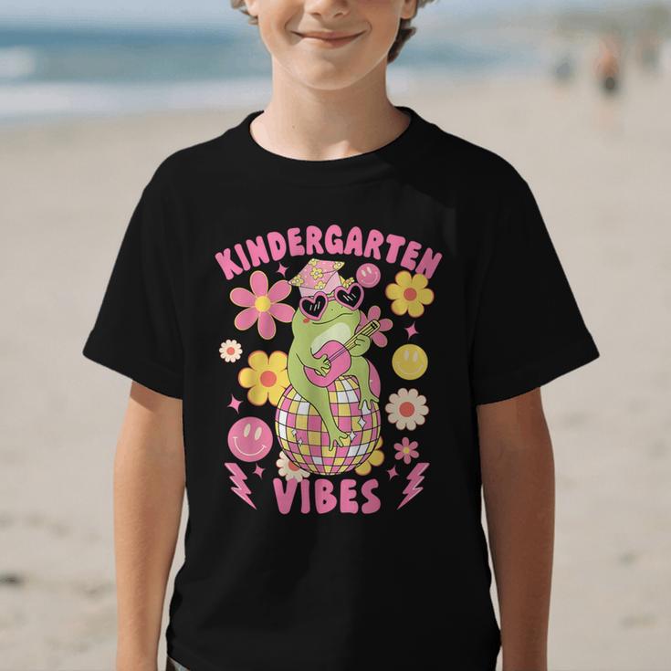 Kindergarten Vibes Groovy Kindergarten Back To School Frog Graphic Kid T-Shirt Kindergarten Vibes Groovy Kindergarten Back To School Frog Graphic Kid T-Shirt
