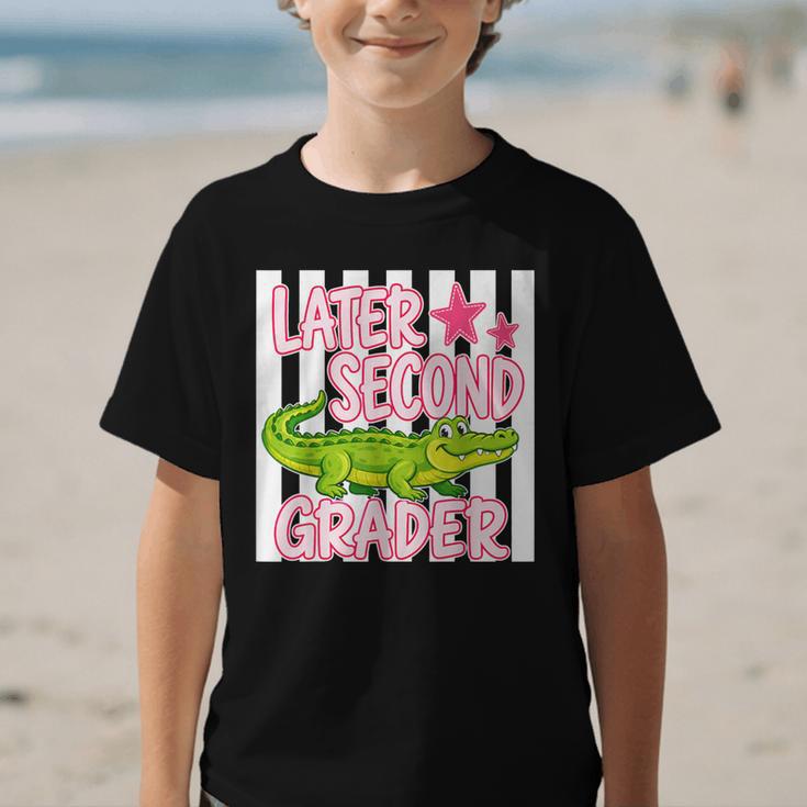 Later Second Grader Cute Alligator Back To School Graduation Graphic Kid T-Shirt