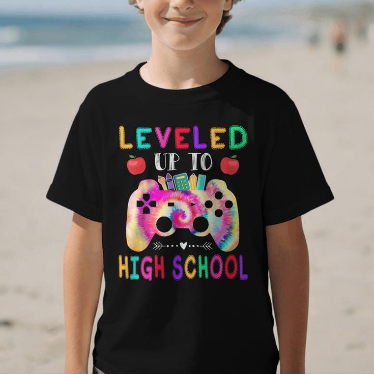 Leveled Up To High School Gaming Fun Back To School Tie Dye Graphic Kid T-Shirt Leveled Up To High School Gaming Fun Back To School Tie Dye Graphic Kid T-Shirt