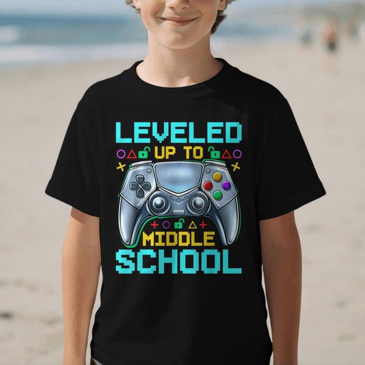 Leveled Up To Middle School Video Gamer Back To School Boys Graphic Kid T-Shirt Leveled Up To Middle School Video Gamer Back To School Boys Graphic Kid T-Shirt