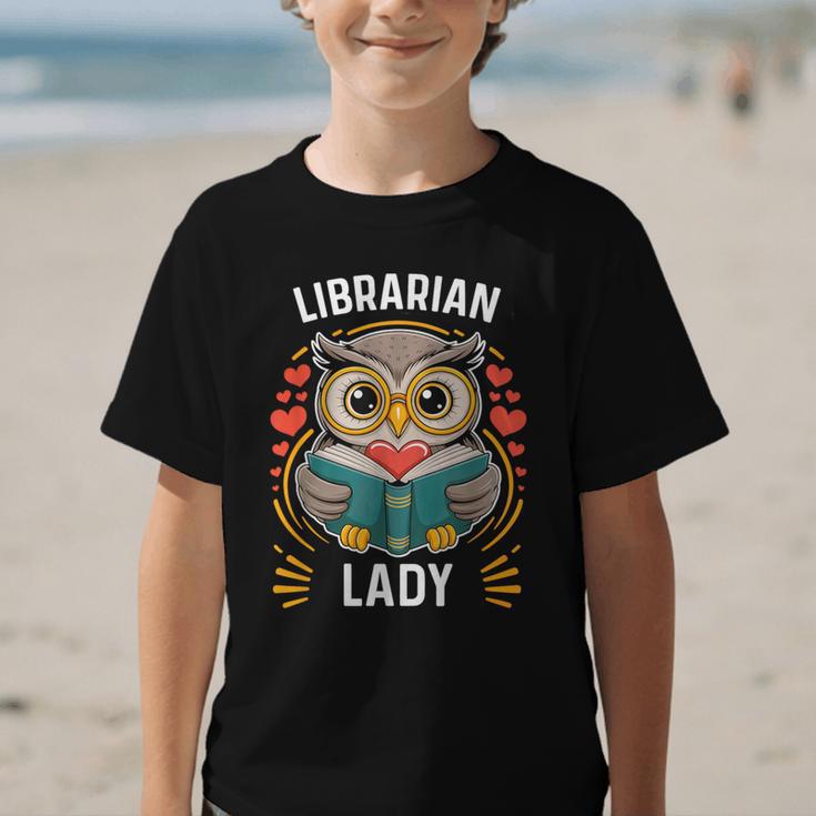 Librarian Lady Library Cute Owl Back To School Women Girls Graphic Kid T-Shirt Librarian Lady Library Cute Owl Back To School Women Girls Graphic Kid T-Shirt