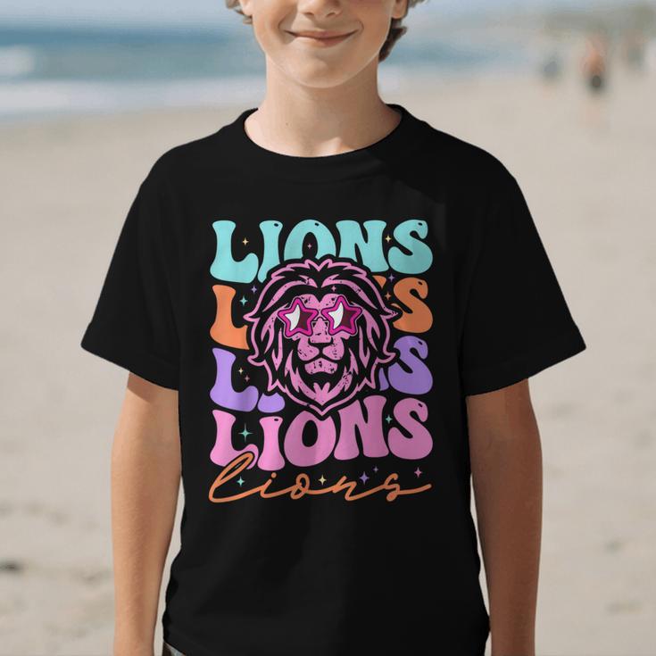 Lion Mascot Back To School Spirit Sports Men Women Groovy Graphic Kid T-Shirt Lion Mascot Back To School Spirit Sports Men Women Groovy Graphic Kid T-Shirt