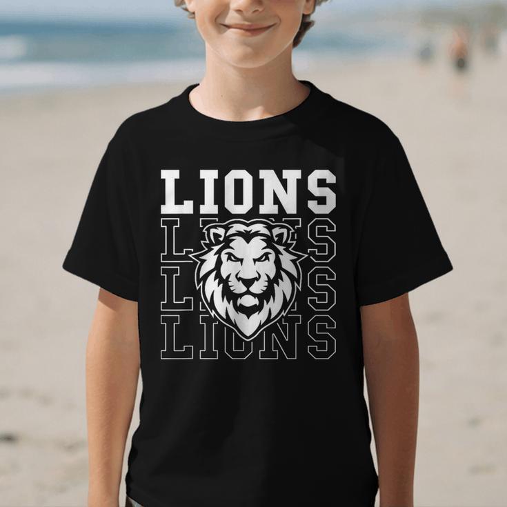 Lions School Spirit Fan Team Back To School Graphic Kid T-Shirt