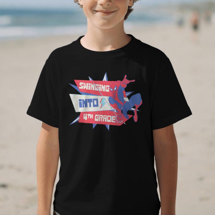 Marvel Spider-Man Swinging Into 4th Grade Back To School Graphic Kid T-Shirt Marvel Spider-Man Swinging Into 4th Grade Back To School Graphic Kid T-Shirt