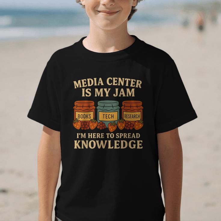 Media Center Is My Jam Library Reading Back To School Graphic Kid T-Shirt Media Center Is My Jam Library Reading Back To School Graphic Kid T-Shirt