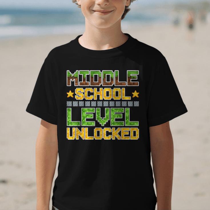 Middle School Level Unlocked Gamer Back To School Graphic Kid T-Shirt Middle School Level Unlocked Gamer Back To School Graphic Kid T-Shirt