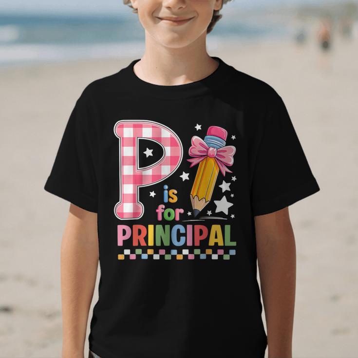 P Is For Principal Back To School Pencil Bow Principal Women Graphic Kid T-Shirt P Is For Principal Back To School Pencil Bow Principal Women Graphic Kid T-Shirt