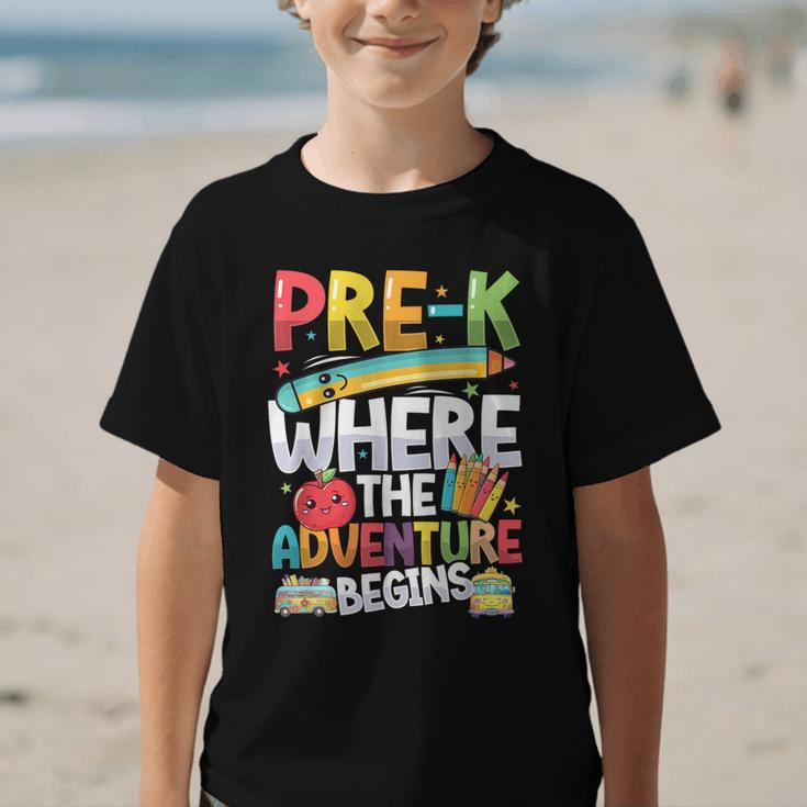 Pre-K Where The Adventure Begins First Day & Back To School Graphic Kid T-Shirt Pre-K Where The Adventure Begins First Day & Back To School Graphic Kid T-Shirt