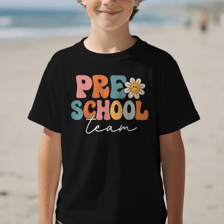 Preschool Team Retro Groovy Vintage Back To School Pre-K Graphic Kid T-Shirt