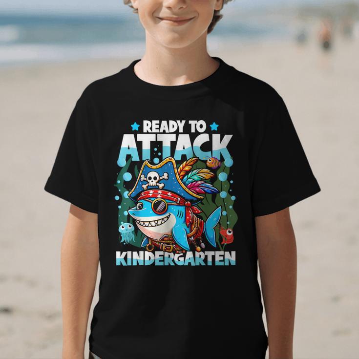 Ready To Attack Kindergarten Pirate Shark Back To School Graphic Kid T-Shirt