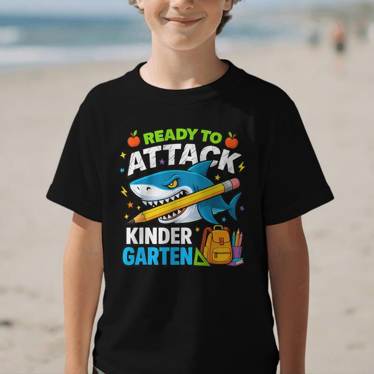 Ready To Attack Kindergarten Shark Back To School Kids Graphic Kid T-Shirt Ready To Attack Kindergarten Shark Back To School Kids Graphic Kid T-Shirt