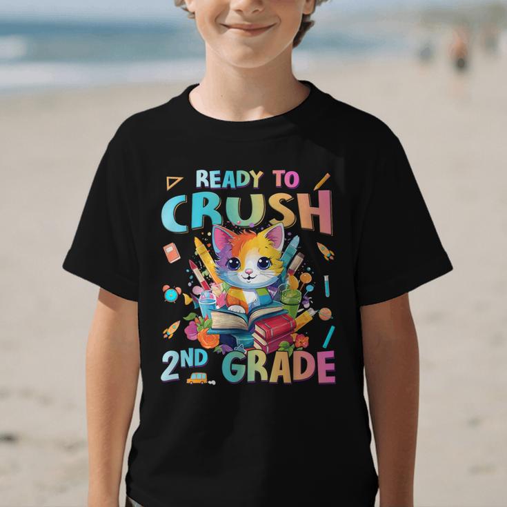 Ready To Crush 2nd Grade Back To School 2nd Grade Cat Kitten Graphic Kid T-Shirt